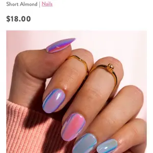 Red Aspen Nails - Short Almond Shape with Gradient Design, $18.00