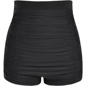 Women's High Waisted Bikini Bottom 50s Ruched Boyleg Swim Shorts Tummy Control Swimsuit Bottom
