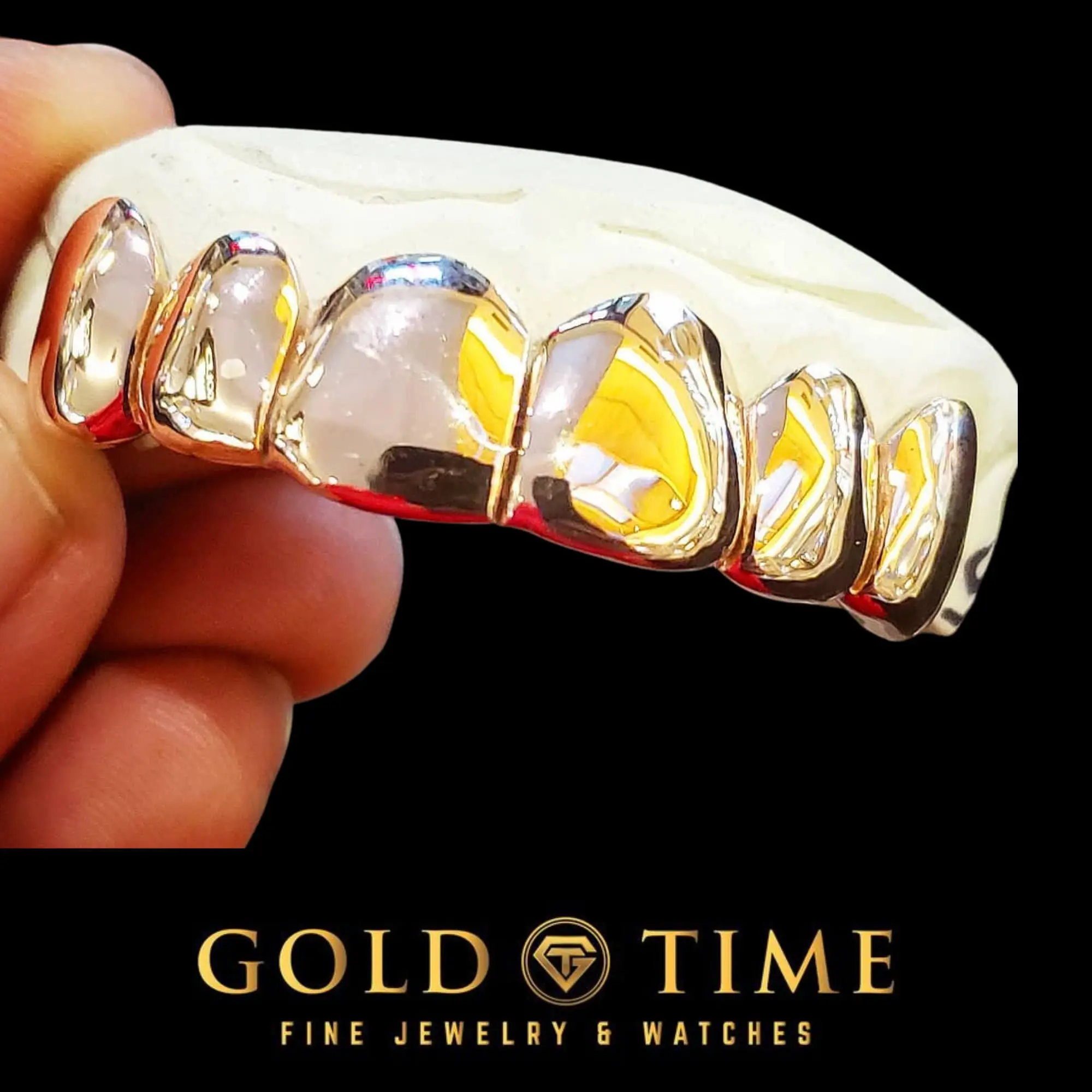 Custom Solid Grillz with Perm Cuts: Handmade Gold, Silver, Rose, Black