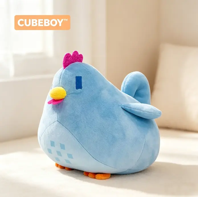 CUBEBOY Minimalist Unisex Velvet-PP Chicken Pillow - Hug-Safe Animal Shaped Stuffed Toy, Cute Collectibles, Quirky Collectible Plush, Chicken-Themed Decor, Aesthetic Room Accent, Game Peripheral