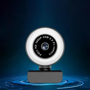 Full HD 1080P Webcam, USB Webcam with Microphone, Mini Computer Camera with Light, Auto Focus Flexible Rotatable Webcam Camera for Live Broadcast Webcam Streaming Camera