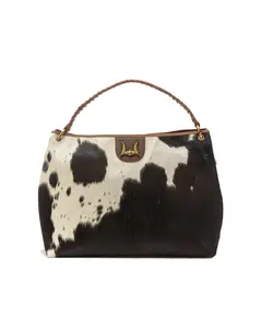 Lw Large Hobo Bag In Black & White Cowhide