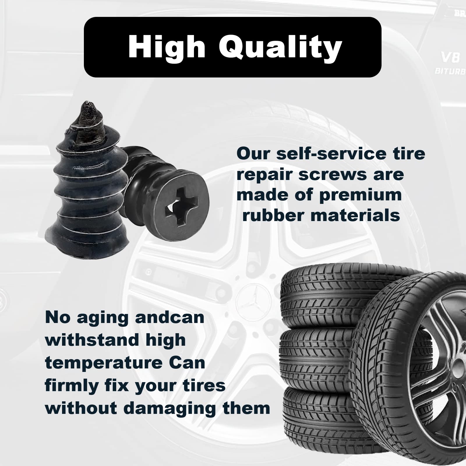 60PCS Tubeless Rubber Nails for Motorcycle Car Scooter Bike Vacuum Tire Repair Kits Spiral Fast Tool Easy Installation Puncture Repair Accessories