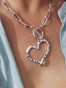 vintage heart shaped pendant necklace for women for gift, charm necklaces, clavicle matching love heart necklace, boho style jewelry for daily life, daily wear necklace