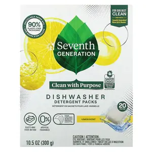 Seventh Generation Dishwasher Detergent Packs, Lemon Scent, 20 Packs, 10.5 oz (300 g)