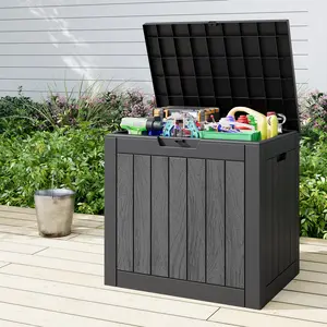 31 Gallon Outdoor Storage Box, Waterproof Deck Box with Lockable Lid, All-Weather Resin Patio Storage for Garden, Yard, Porch & Poolside-Christmas Gifts.
