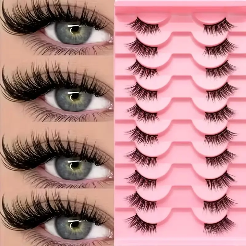 10 Pairs Half Strip False Eyelashes, Fake Lashes, Cat Eye Short Soft 3D Lashes, Natural Look Makeup Cosmetic, Soft and Comfortable, Perfect for Daily Use
