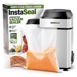 Bell & Howell InstaSeal Upright Bag Vacuum Sealer w/ Storage Bags - Keeps Food Fresh Longer, Includes 8" x 20' Bag Roll & Pre-Cut Bags