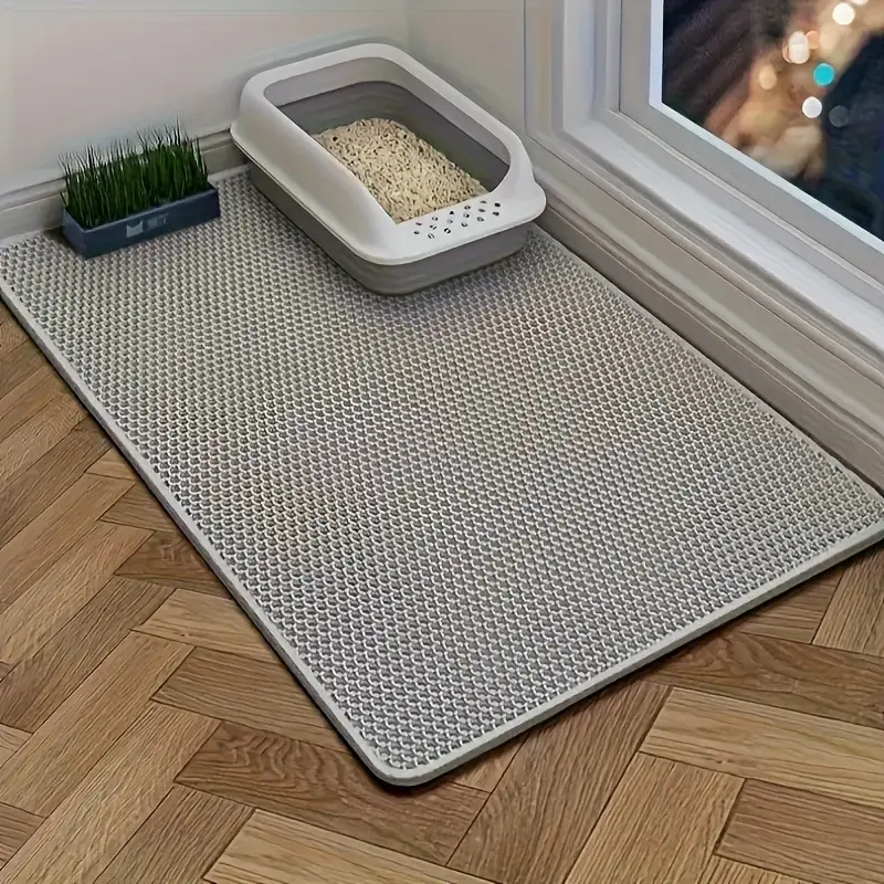 Extra Large Honeycomb Cat Litter Mat, Double-Layer EVA Material, Anti-Tracking Sand Catcher, Odor-Resistant, Reusable Washable Durable Pet Floor Protection Mat with Easy Cleanup Design
