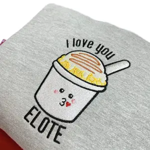 I Love You Elote Embroidered Sweatshirt Unisex Long Sleeve Casual Oversized Hoodie for Men Women Valentine's Day Gift Latin-Inspired Design 50/50 Cotton Blend True-to-Size Fit