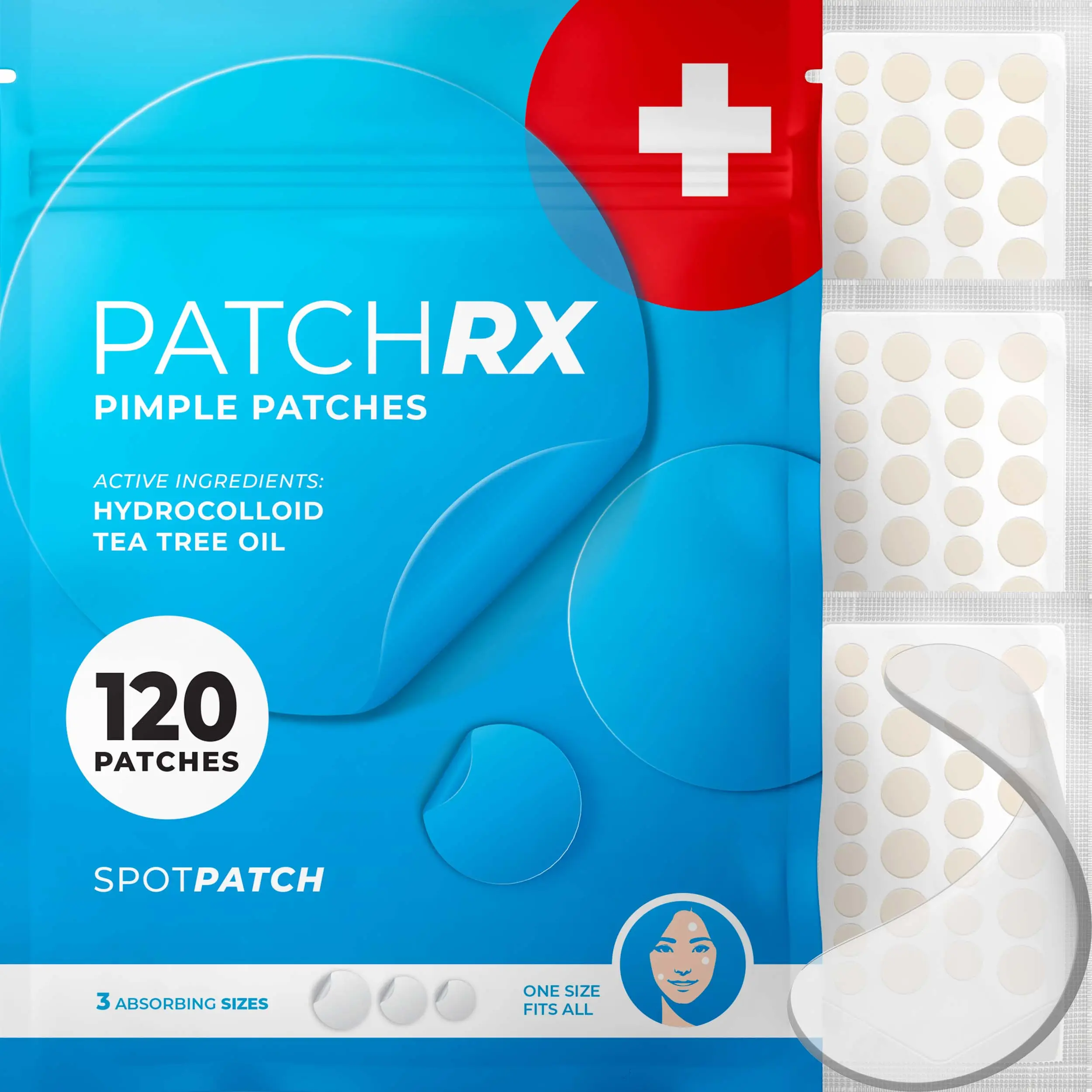 PatchRx Pimple Patches for Acne – Hydrocolloid Spot Treatment with Hydrocolloid, Tea Tree Oil & Salicylic Acid – Acne Patches for Face, Zit Stickers f