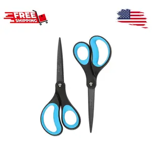 2 Pack 8" Titanium Non-Stick Scissors (Blue/Black)