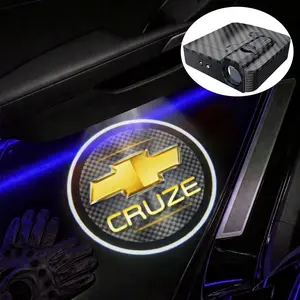 2 Pcs Carbon Fiber Welcome Lights Set for Chevrolet Cruze, Car Door Projection Lamp, Laser Light, Decorative Floor Lamp (batteries Not Included)