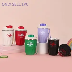 360ML Stainless Steel Coffee Cup, 1 Count Portable Double Wall Insulated Coffee Cup, Anti-spill Coffee Mug Travel Coffee Mugs for Home Office Outdoor Camping