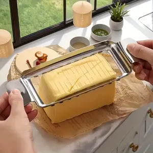 Stainless Steel Cheese Slicer, Butter and Cheese Cutter, Sharp Blade Kitchen Tool, Manual Operation, Even Slicing, Durable Base