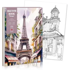 9x12 Sketchbook, 100 Sheets (160gsm/98lb) Heavyweight Acid-Free Drawing Paper, Glue Bound, Smooth White, Double-Sided Art Class Turn-in Drawing Pad for Pencil, Charcoal & Colored Pencil