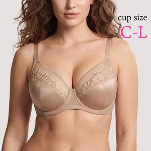 HSIA Pearl Shimmer Plus Size Up to J/K/L Cup Unlined Scalloped Embroidery Full Coverage Comfort Underwire Non-Padded Minimizer Bra for Big Busted Women
