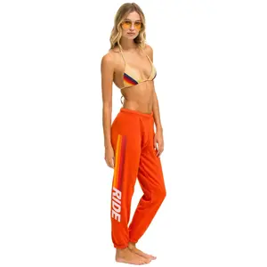 RIDE LOGO WHITE SWEATPANTS - ORANGE