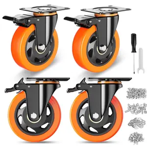 4 inch Caster Wheels, Casters Set of 4, Heavy Duty Casters with Brake 2200 Lbs