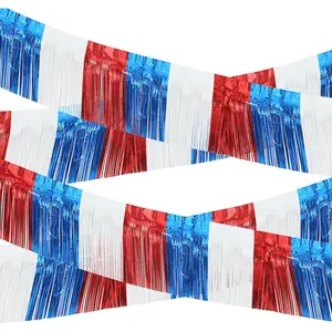 4 Pack 10 Feet Foil Fringe Garland Metallic Tel Streamers Banner Wall Hanging Fringe Backdrop Banner for Parade Floats Wedding Birthday Party