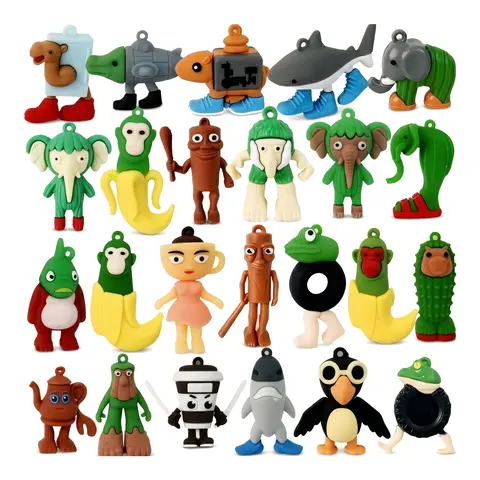 24pcs Durable Italian Brainrot Tralalero Tralala Meme Silicone Animal Figurines (2.5in) - Squishy Toys, Car Key Chains, Decorative Figurines, Desk Decor, Quirky Gifts for Fans, Collector Set