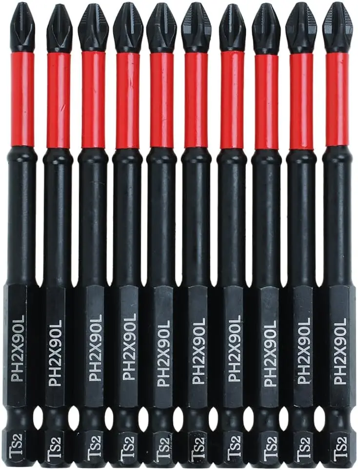 10 Pack Phillips PH2  Anti Slip  Bit Set 3-1/2" Length TS2 Anti-Slip Long Drill Bits Impact Driver Bits
