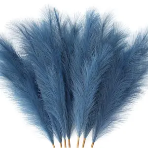 6-Pcs 35.43-inch Faux Pampas Grass Large Tall Fluffy Artificial Fake Decorative Flower for Black Bathroom Decor Boho Decor for Floor Vase Filler Farmhouse Home Wedding Decorations Fake Plastic Plants