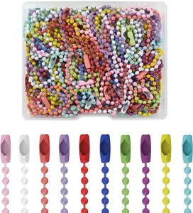 Ball Bead Chain 100 Pcs Ball Chain Keychain Dog Tag Necklace Chains Beaded Metal Keychain 2.4mm Beads Chains Jewelry Making Steel Ball Bead Chain with Connector