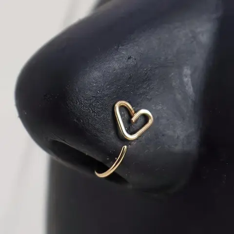 Heart Shaped Nose Ring, Stainless Steel Nose Ring, Fashionable Body Jewelry for Women & Girls, Trendy All-match & Exquisite Jewelry for Birthday Gift, Nose Hoop, Nose Rings Hoops, Nose Piercing Hoop, Body Jewellery