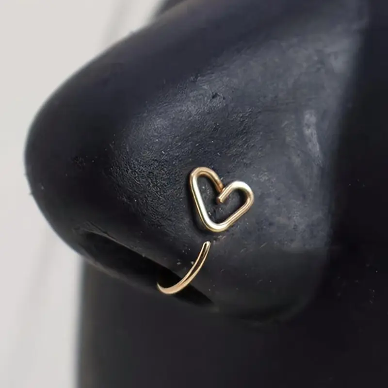 Heart Shaped Nose Ring, Stainless Steel Nose Ring, Fashionable Body Jewelry for Women & Girls, Trendy All-match & Exquisite Jewelry for Birthday Gift, Nose Hoop, Nose Rings Hoops, Nose Piercing Hoop, Body Jewellery