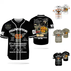 Black Personalized Halloweentown Est 1998 Baseball Jersey, Custom Name Halloweentown University Shirt, Retro Halloweentown Jerseys Soft Ball Spooky Season Fall Men's Women Gift Shirt Breathble Halloween