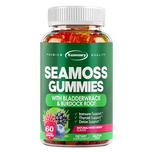 Sea Moss Gummies Dietary Supplement with Fucus and Burdock Root, Gluten Free, 60 Capsules/Bottle