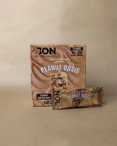 BON Peanut Oasis Protein Bar - Peanut Butter Date, 12 Bars, 9g Protein, 210 Calories, All-Natural, Non-GMO, Gluten-Free, Peanut Butter Date Flavor