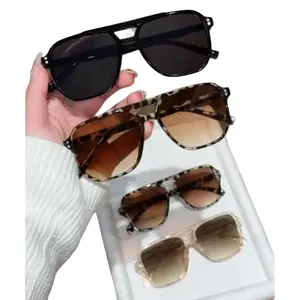 4-Pack Y2K Aviator Sunglasses for Men & Women – Lightweight Polarized Sports Glasses, Trendy Retro & Versatile Designs (Square, Vintage, Small Oval, Double Bridge) for Daily & Outdoor Wear
