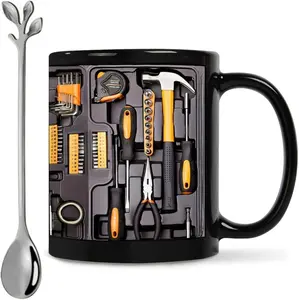 The Ultimate Mechanic's Toolbox Mug, 11oz Ceramic Mechanic Toolbox Coffee Cup for Birthday Christmas Thanksgiving Anniversary, Tool Box Tea Mug Funny Gift for Husband Dad