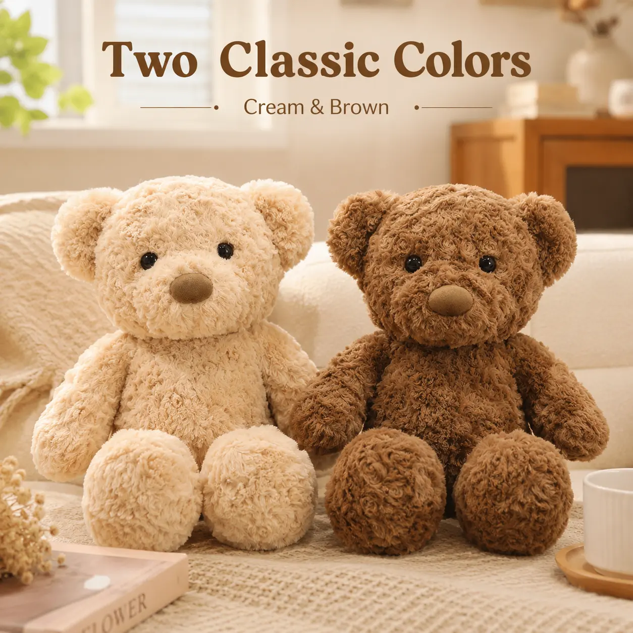 30cm Soft Curly Fabric Stuffed Bear - Cute Stuffies with Soft Textures & Cozy Look, Stuffed Animal Gifts for Kids, Plushie Love Room Decor