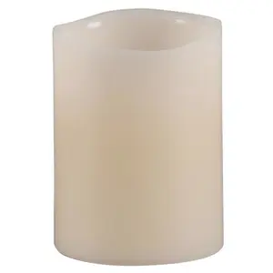 Everlasting Glow  Bisque Vanilla Scent Wavy Edge Pillar Flameless Flickering Candle