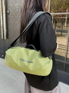 Plaid Nylon Crossbody Bag, Large Capacity Sports Fitness Tote, Workwear Style Shoulder Bag, Unisex Travel Storage Bag, Lightweight