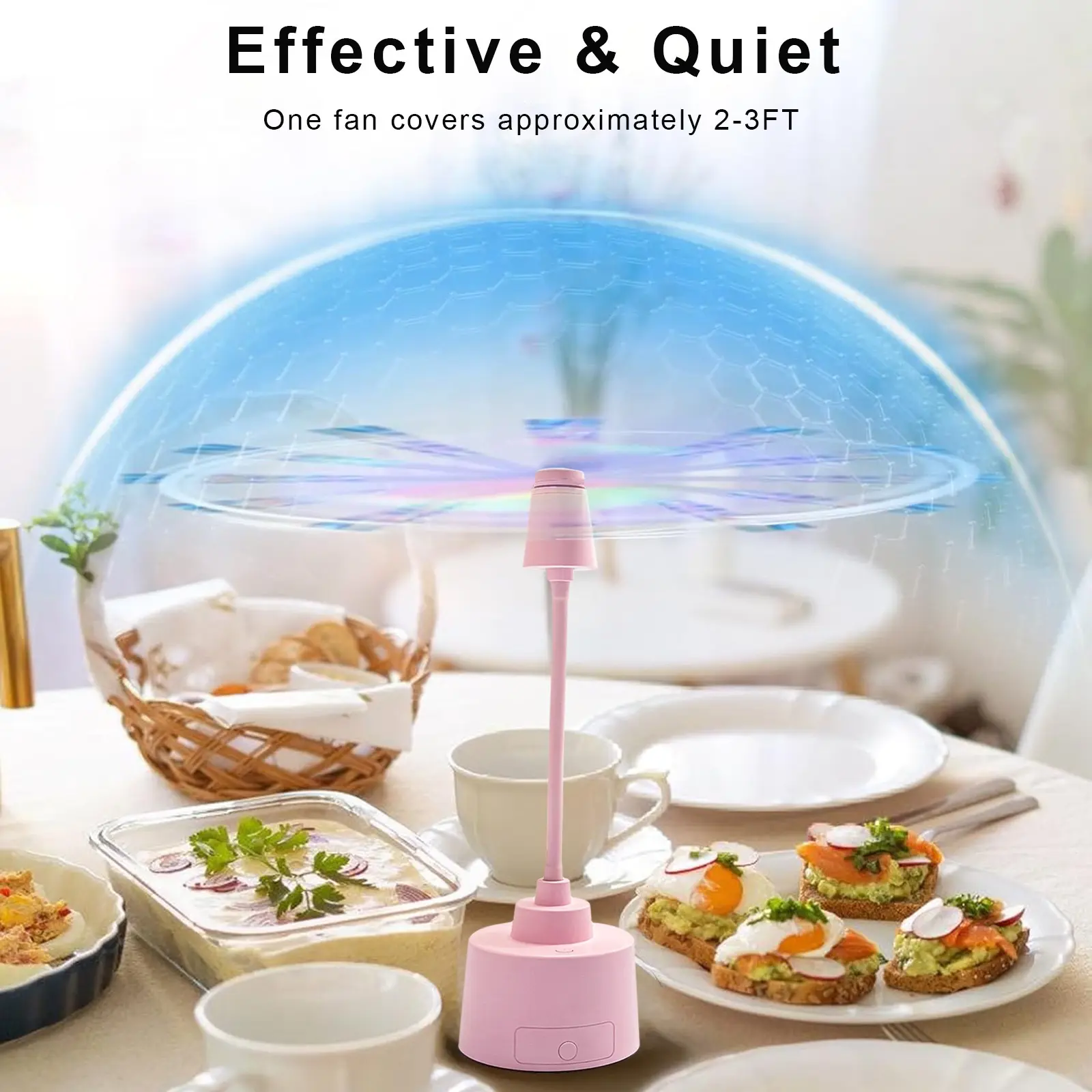 Fly Fans for Tables 2 Pack-Fly Repellent for Outdoor Indoor Meal-Portable Automatic Picnic Table Food Fly Fans-Fly repellent Fans Spinner for Restaurant,Party,Home