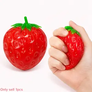 Strawberry Squishy,Squeezable Fruit Ball Realistic Strawberry Model,Slow Rise Party Favor Pressure Release