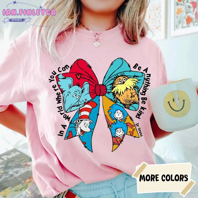 Dr. Seuss Shirt, Dr Seuss Sweatshirt, Coquette Bow Dr Seuss Day Shirt, Cat In The Hat Shirt, Teacher shirt, Reading Day Shirt