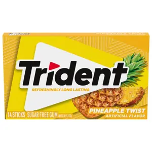 3x Trident Pineapple Twists Chewing Gum - Tropical Flavor Snack Candy Mints 14ct