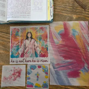 vibrant jesus Bible Tip-Ins Vellum set of 4 Bible Journaling Insert | loaded Bible accessories | Faith Planner Supply he is risen