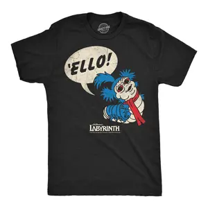 Mens Funny T Shirts Ello Worm Jim Henson's Labyrinth Movie Tee For Men Mens Funny T Shirts Cool Vintage Fashion T-Shirt Gift Classic Menswear Funny Movie Short Sleeve Novelty Tees for Guys Black -