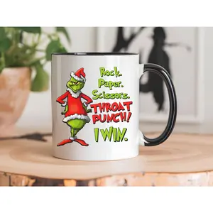 Rock Paper Scissors Mug, Christmas Coffee Mug,Ceramic Mug, Christmas Cups ,Merry Christmas Mug Christmas Movie Mug Funny Christmas Mug Holiday