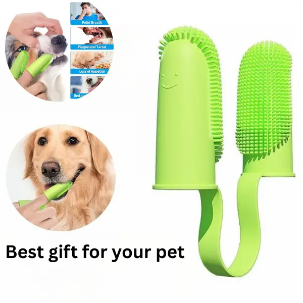 Toothbrush for Dog, 135ºSurround Bristles for Easy Teeth Cleaning, Double-Finger Toothbrush Dental Care for Puppies, Cats and Small Pets