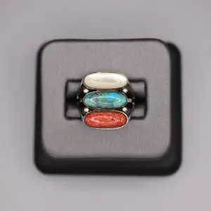 Sterling Silver Stone Ring - Multi Color Stone Design