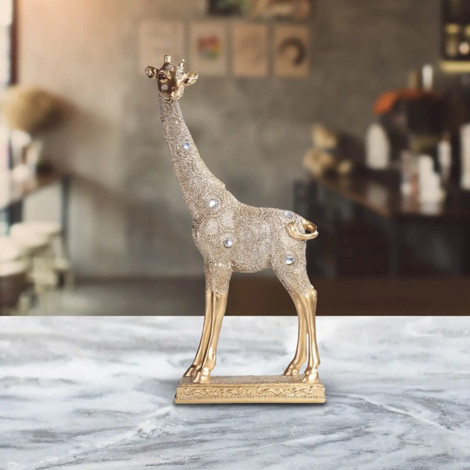 10"H Baby Giraffe Figurine in Gold Finish