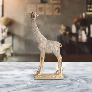 10"H Baby Giraffe Figurine in Gold Finish