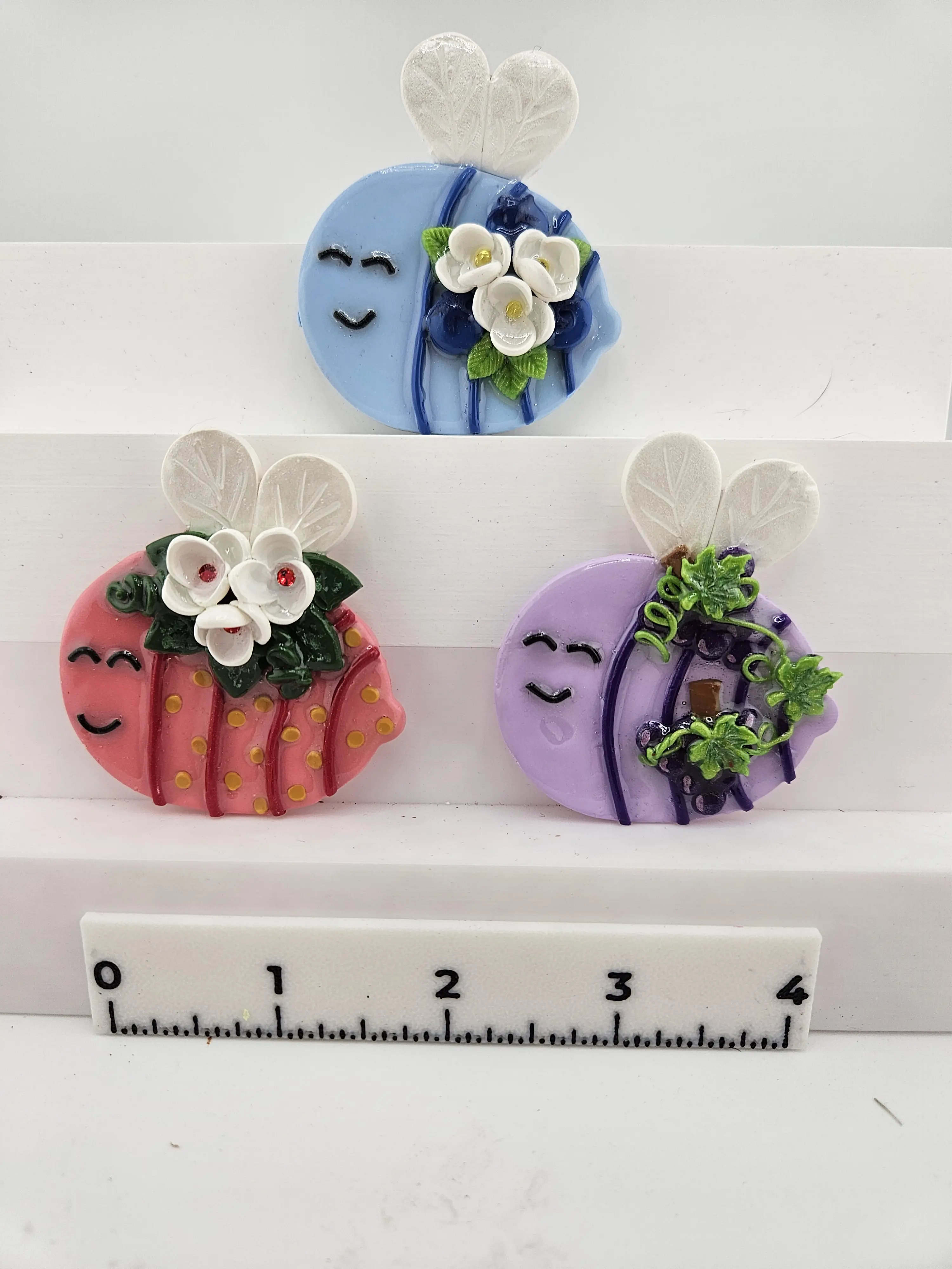 Fantastic Fruit Bee Magnets! Perfect decor for your home!  Refridgerator Magnets.